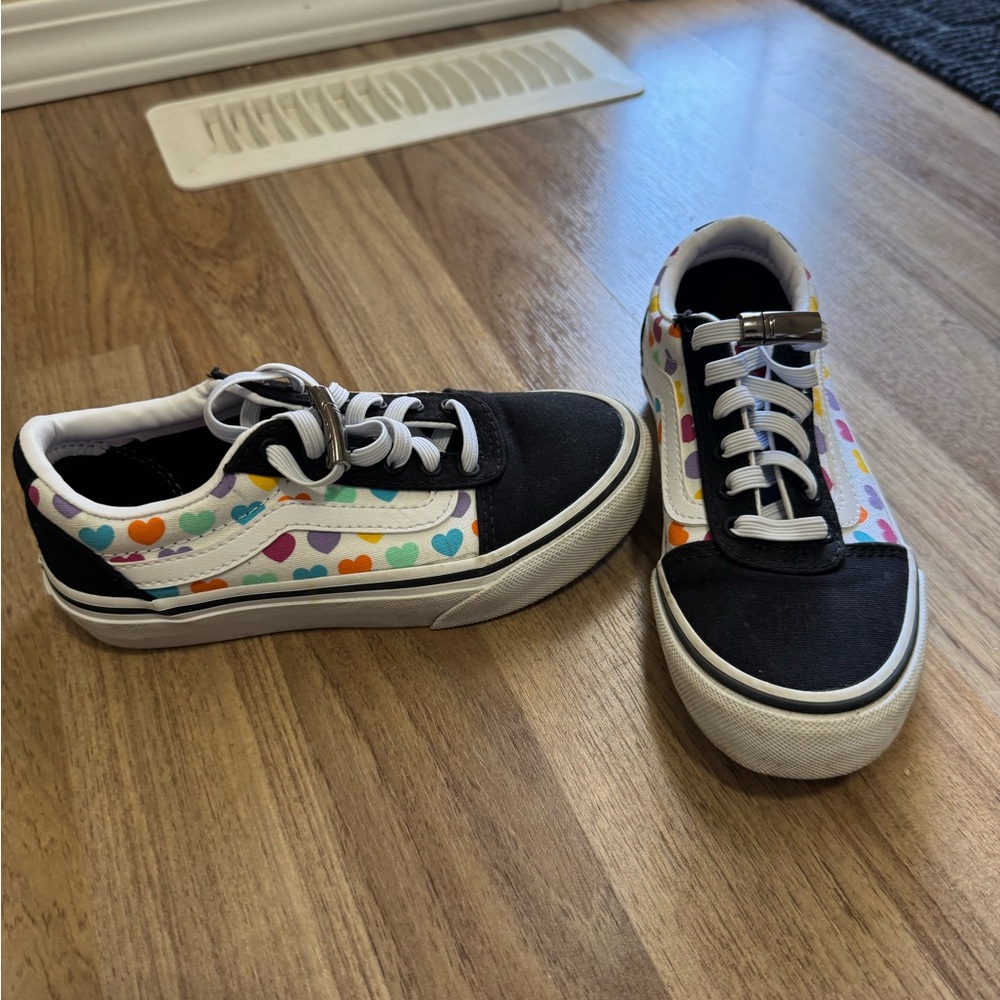 Vans Kids' Black and Multicolor Heart Sneakers